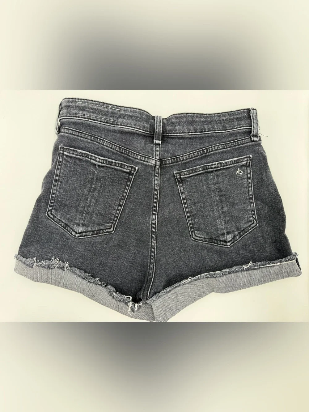 Rag and Bone Nina High Waist Denim Shorts Cuffed Hem Washed Black 27